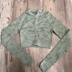 Gymshark Green Camo Long Sleeve Crop Top